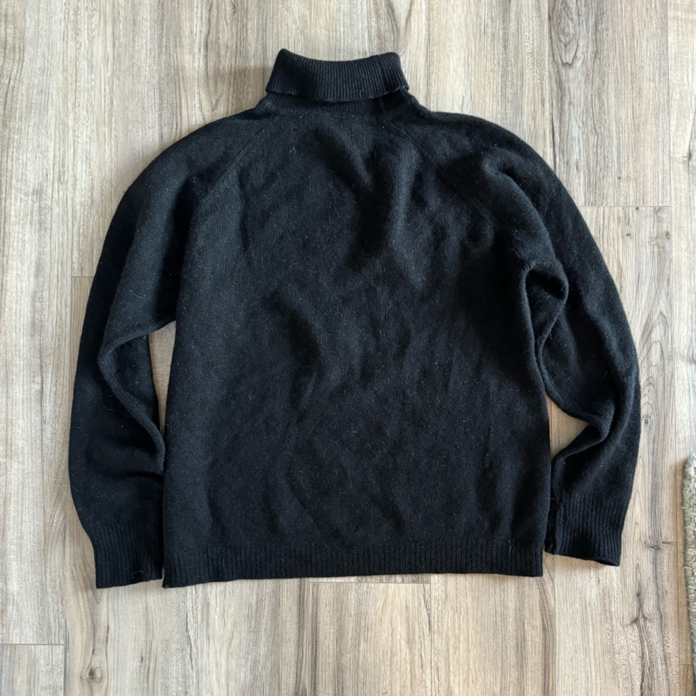 Vintage Angora and Wool Black Turtleneck Sweater